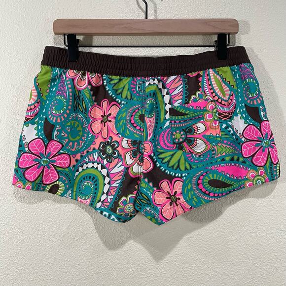 Old Navy Y2K Neon Floral Paisley Beach Pool Shorts Coconut Girl Retro Surfer S - Picture 2 of 7